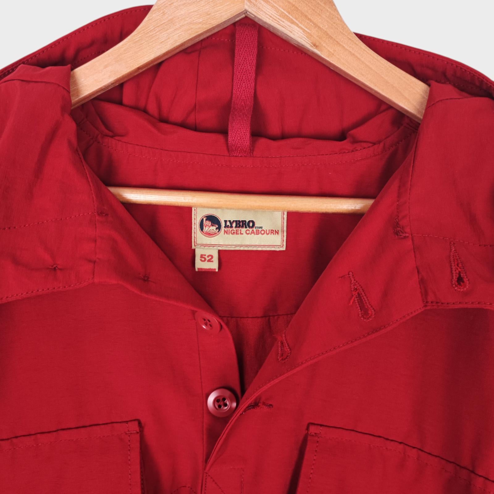 NIGEL CABOURN Men's Red Cotton/Nylon Track Smock Parka Jacket