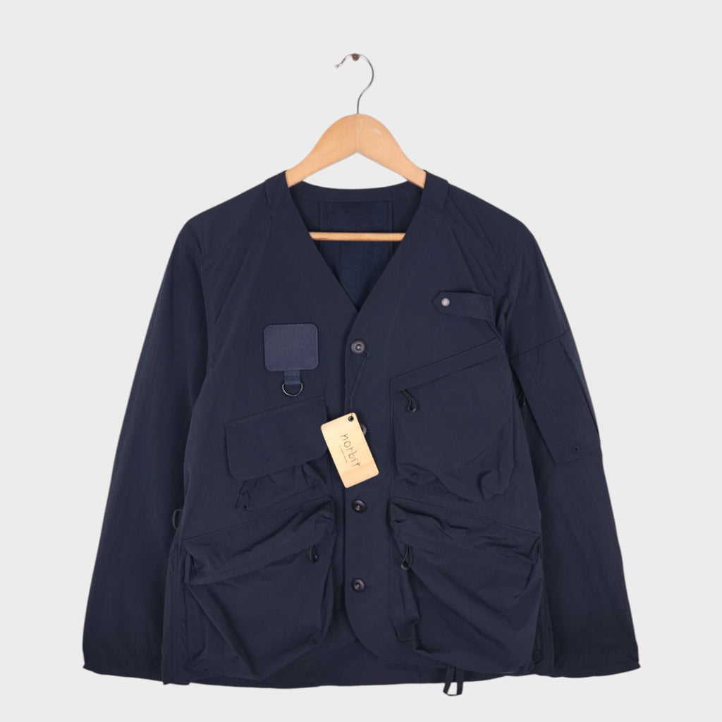 NORBIT BY HIROSHI NOZAWA Men's Navy Blue Nylon Utility Field Parka Jacket
