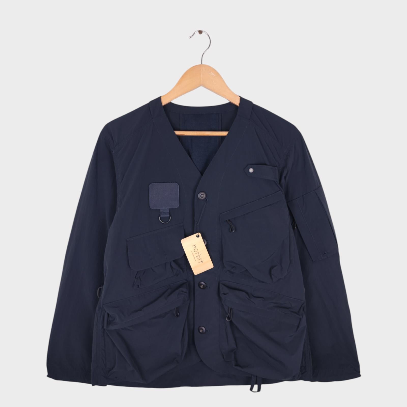 NORBIT BY HIROSHI NOZAWA Men's Navy Blue Nylon Utility Field Parka Jacket