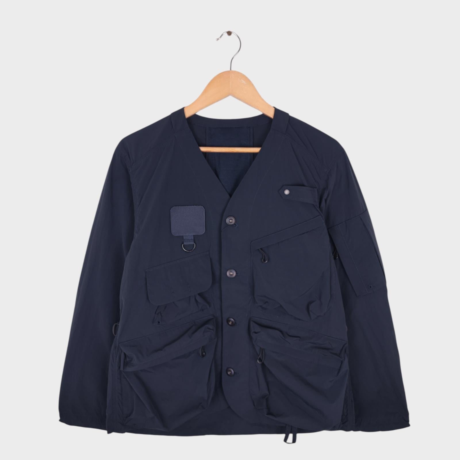 NORBIT BY HIROSHI NOZAWA Men's Navy Blue Nylon Utility Field Parka Jacket