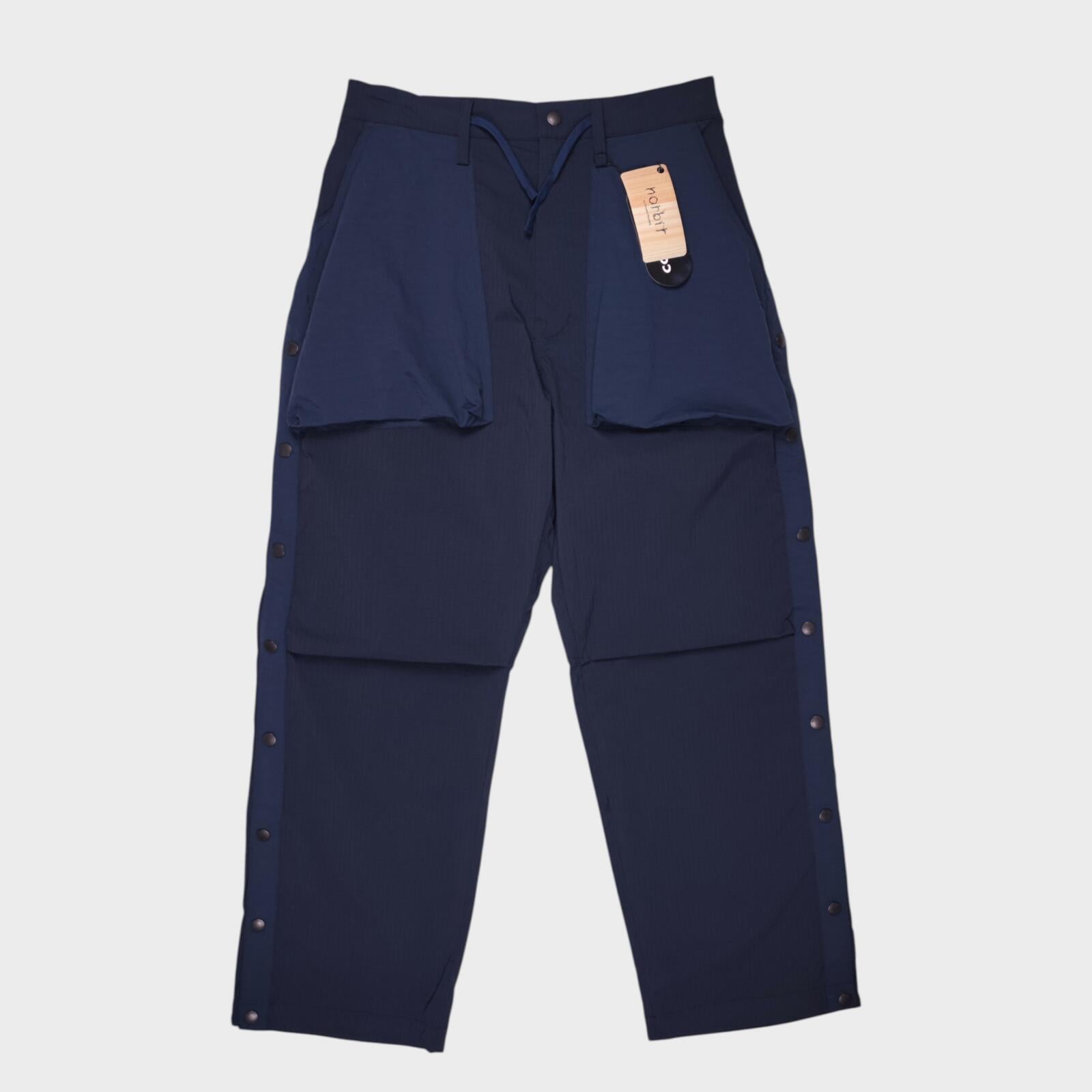 NORBIT BY HIROSHI NOZAWA Men's Navy Blue Side Snap Cargo Trousers
