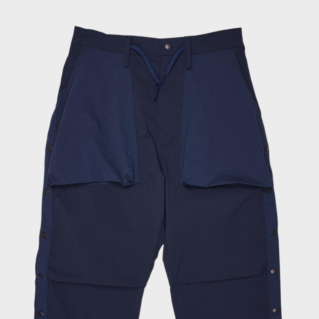 NORBIT BY HIROSHI NOZAWA Men's Navy Blue Side Snap Cargo Trousers