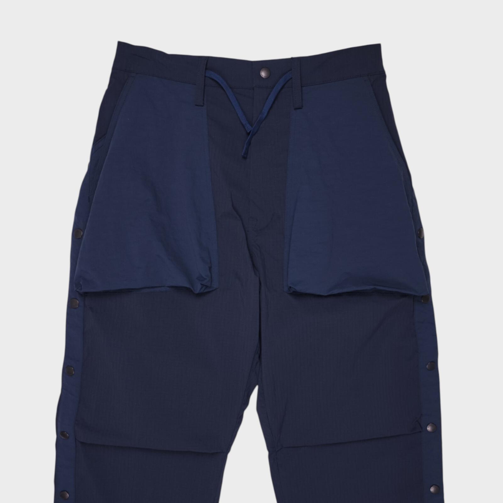 NORBIT BY HIROSHI NOZAWA Men's Navy Blue Side Snap Cargo Trousers
