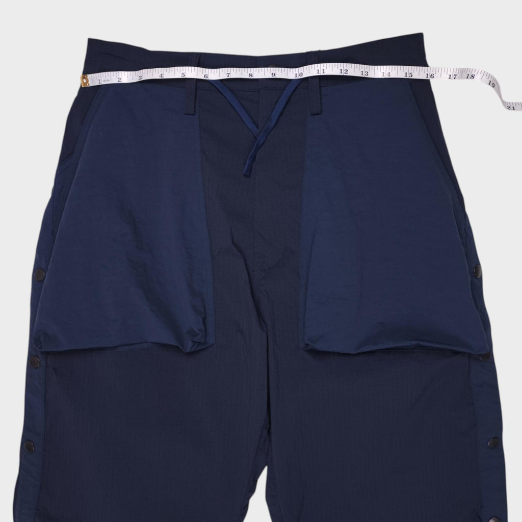 NORBIT BY HIROSHI NOZAWA Men's Navy Blue Side Snap Cargo Trousers