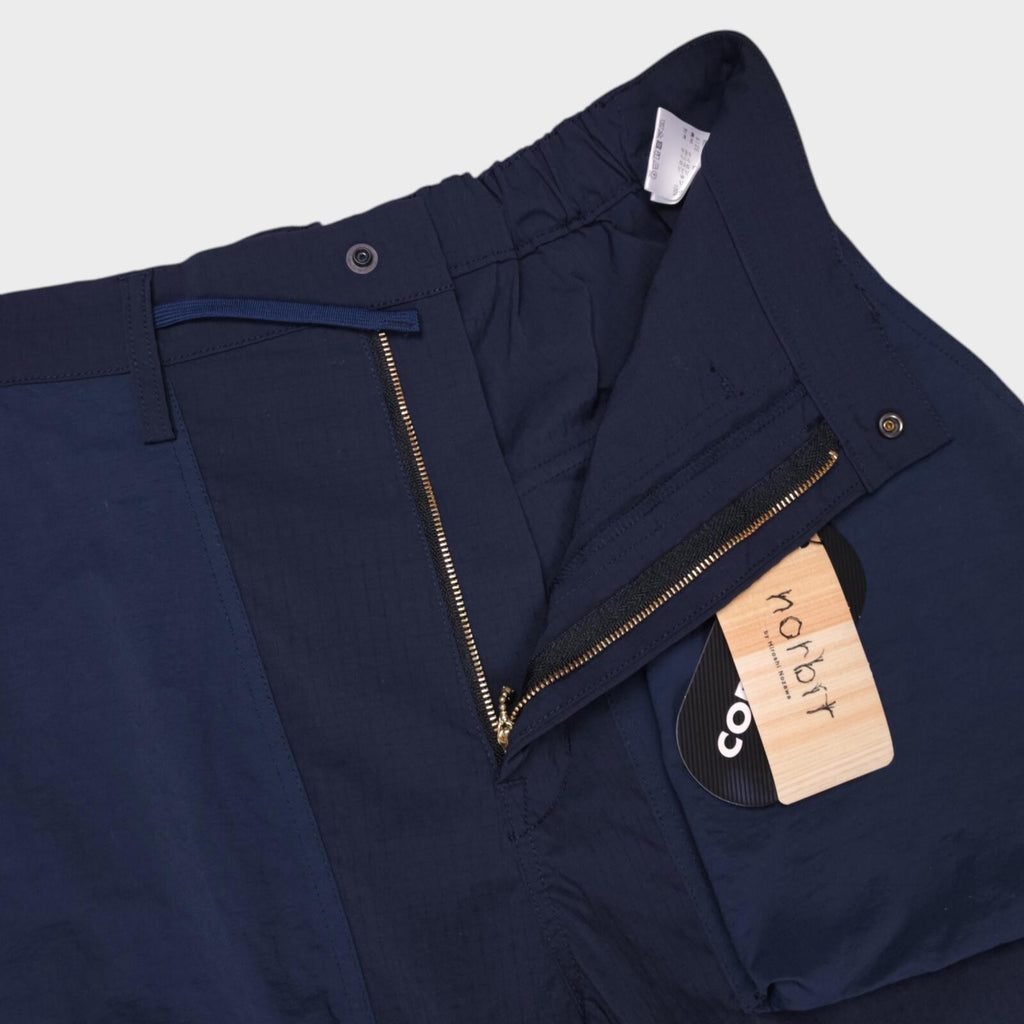NORBIT BY HIROSHI NOZAWA Men's Navy Blue Side Snap Cargo Trousers