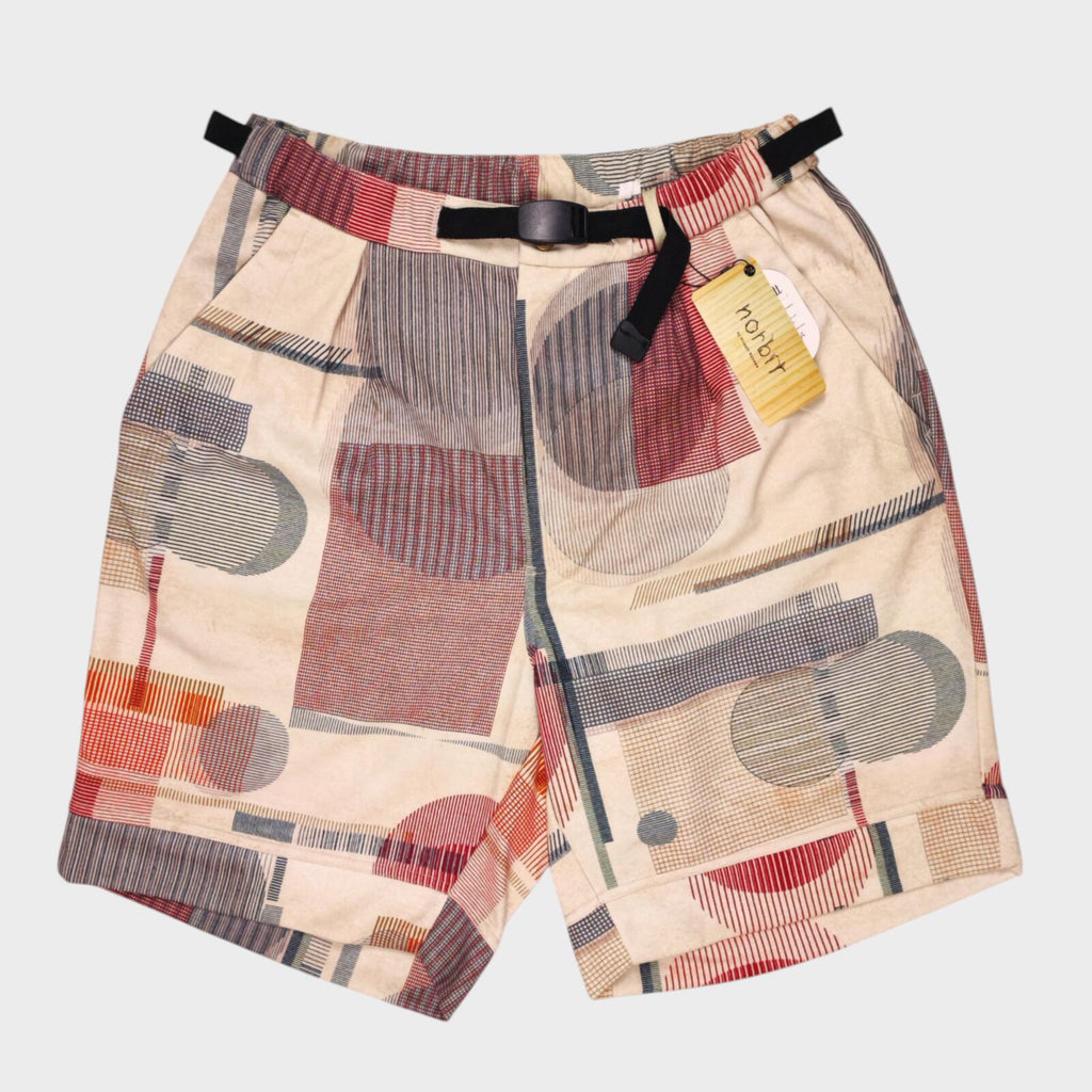 NORBIT BY HIROSHI NOZAWA Men's Beige Mid Century Camo Print Aloha Shorts