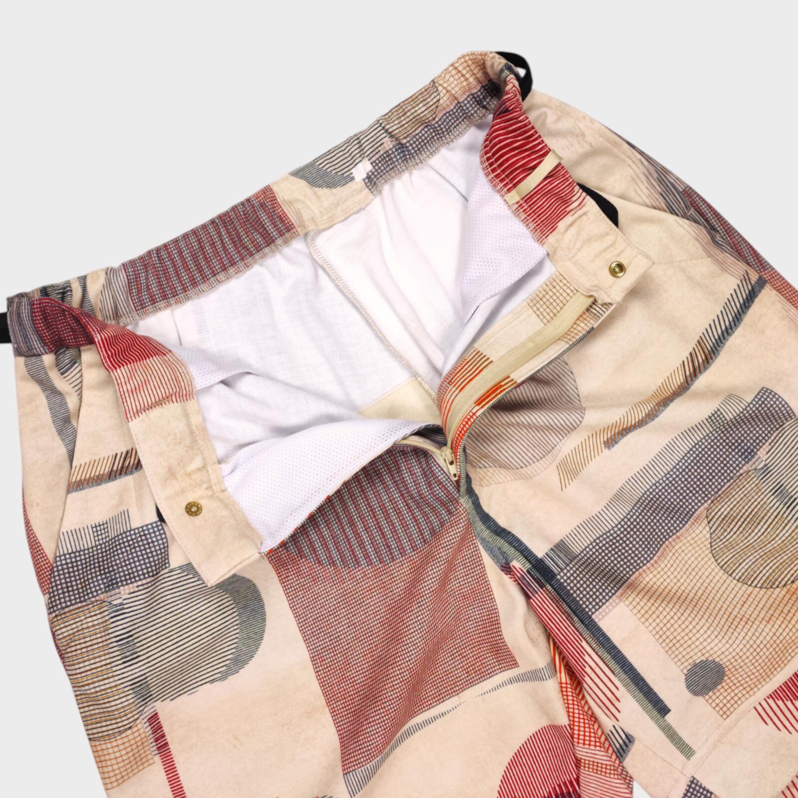 NORBIT BY HIROSHI NOZAWA Men's Beige Mid Century Camo Print Aloha Shorts
