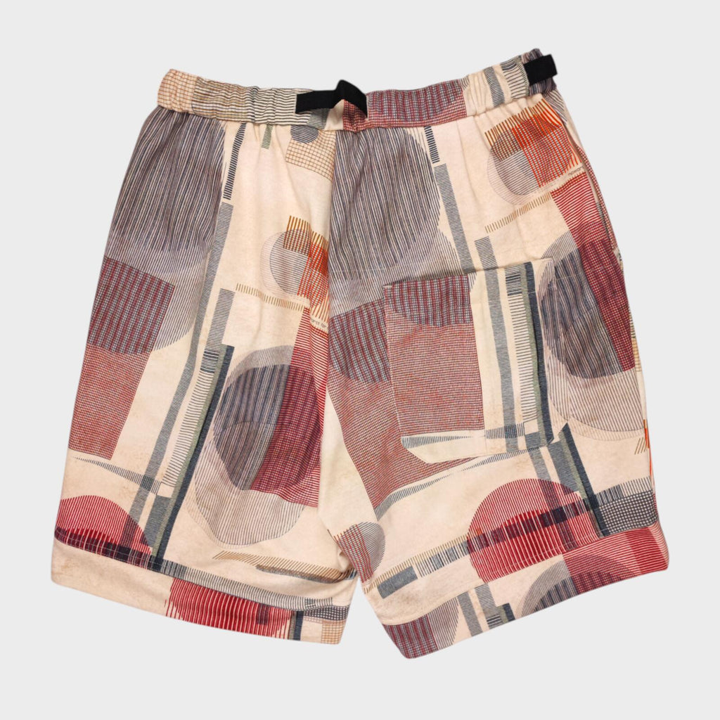 NORBIT BY HIROSHI NOZAWA Men's Beige Mid Century Camo Print Aloha Shorts