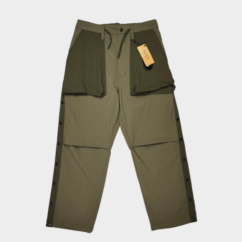 NORBIT BY HIROSHI NOZAWA Men's Olive Green Side Snap Cargo Trousers