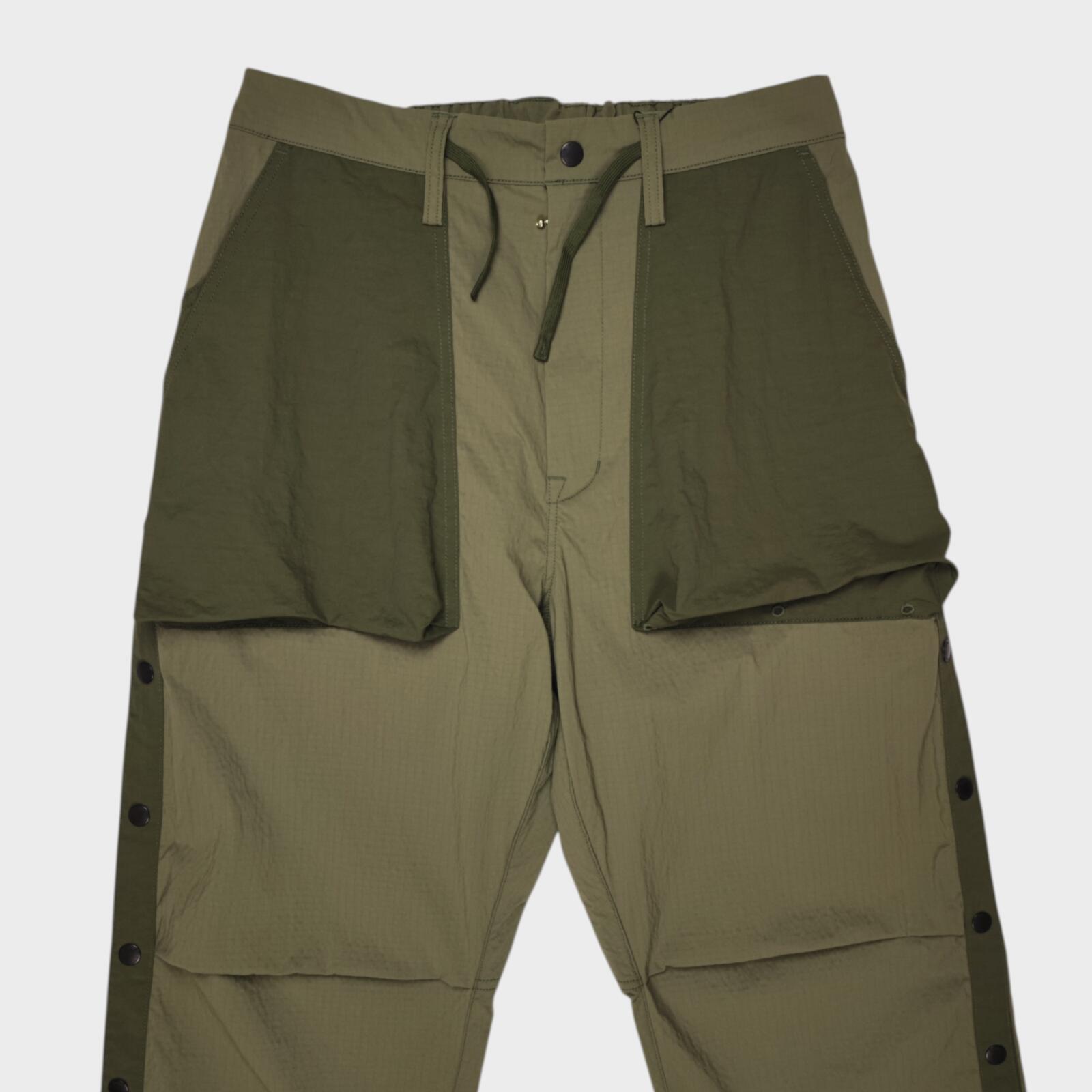 NORBIT BY HIROSHI NOZAWA Men's Olive Green Side Snap Cargo Trousers