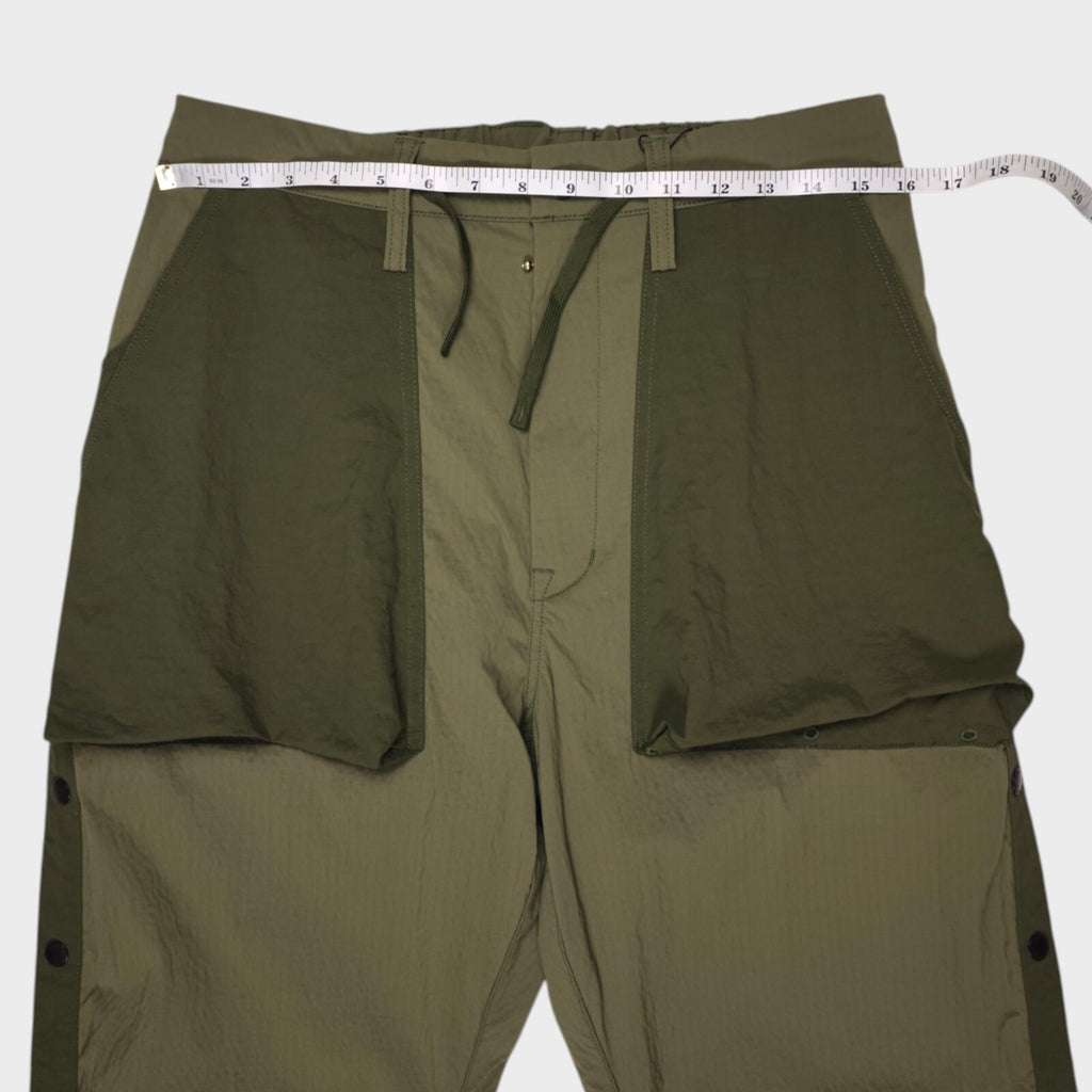 NORBIT BY HIROSHI NOZAWA Men's Olive Green Side Snap Cargo Trousers