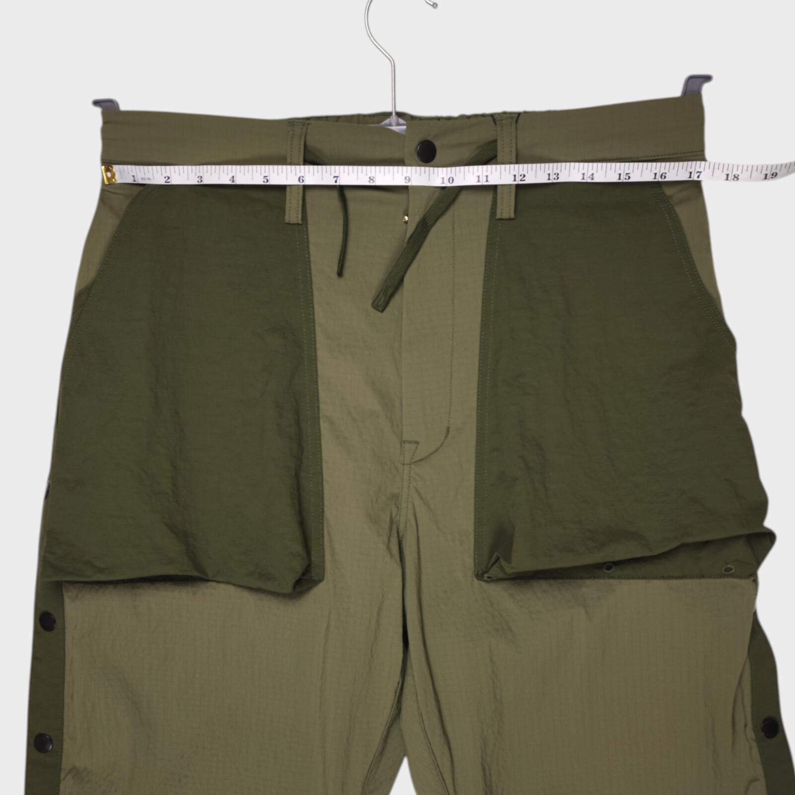 NORBIT BY HIROSHI NOZAWA Men's Olive Green Side Snap Cargo Trousers