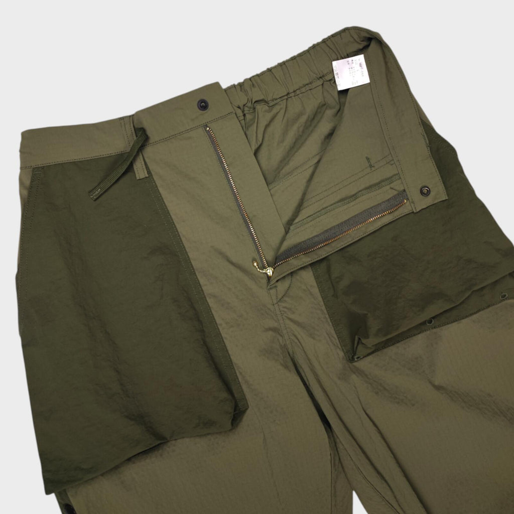 NORBIT BY HIROSHI NOZAWA Men's Olive Green Side Snap Cargo Trousers