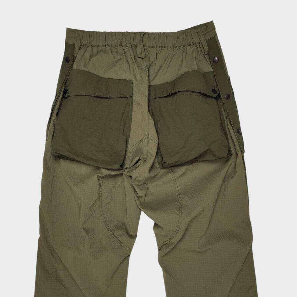 NORBIT BY HIROSHI NOZAWA Men's Olive Green Side Snap Cargo Trousers