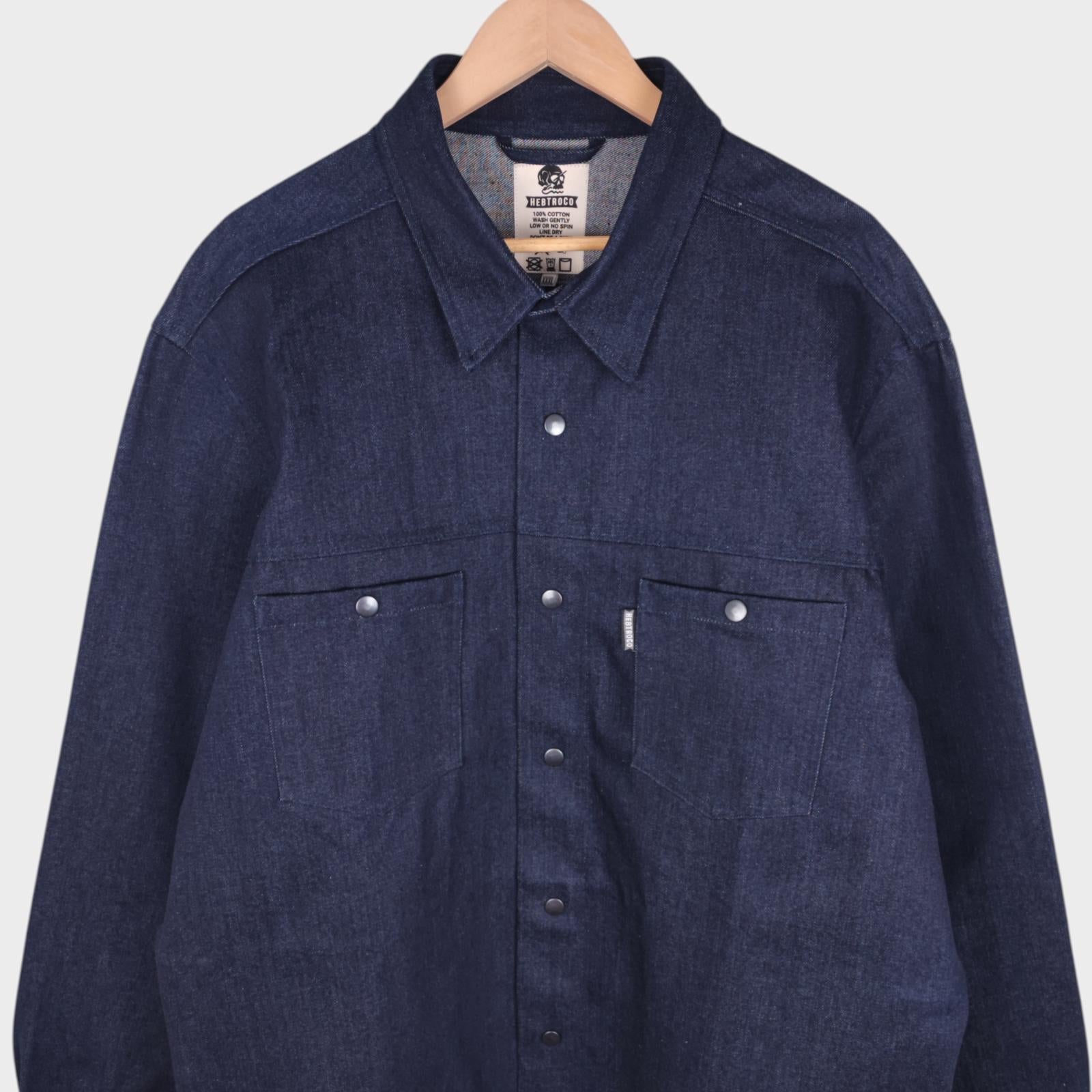 HEBTROCO Men's Made in England Heavyweight Selvedge Denim Iron Shirt Jacket