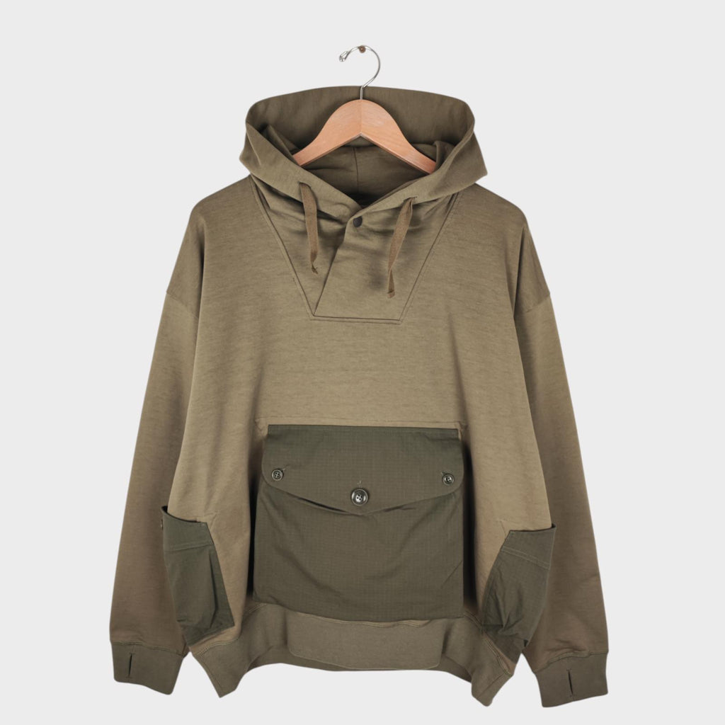 NORBIT BY HIROSHI NOZAWA Men's Olive Green Shawl Collar Sweat Hoodie