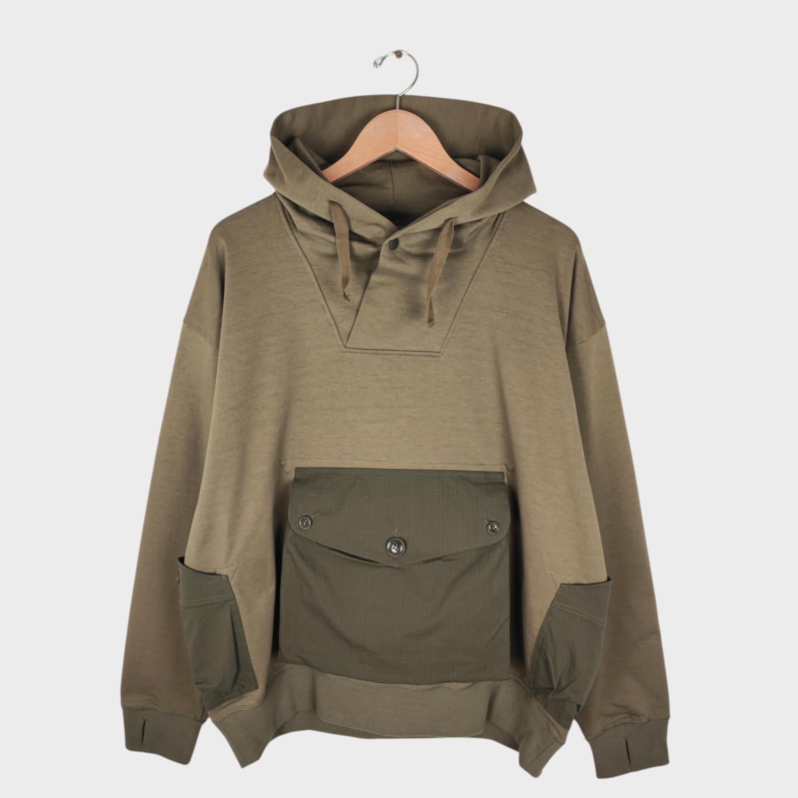 NORBIT BY HIROSHI NOZAWA Men's Olive Green Shawl Collar Sweat Hoodie