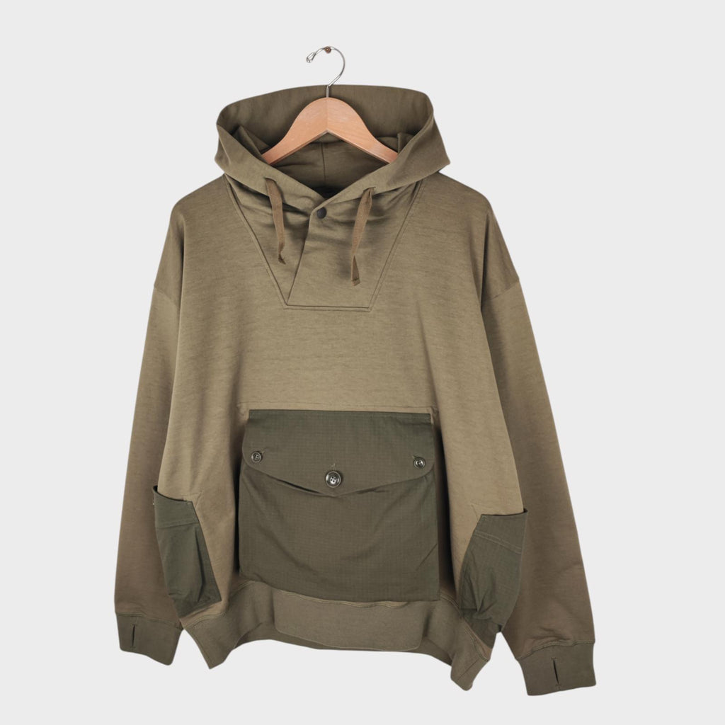 NORBIT BY HIROSHI NOZAWA Men's Olive Green Shawl Collar Sweat Hoodie
