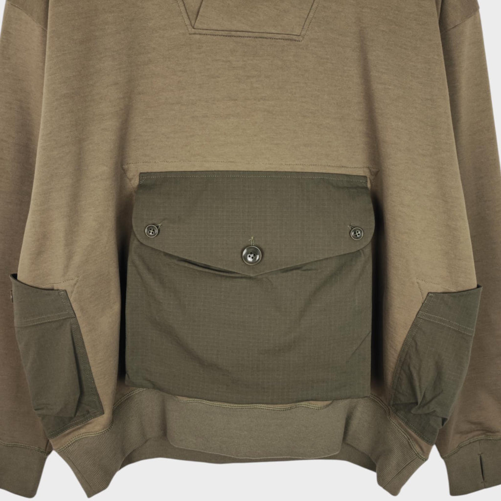 NORBIT BY HIROSHI NOZAWA Men's Olive Green Shawl Collar Sweat Hoodie