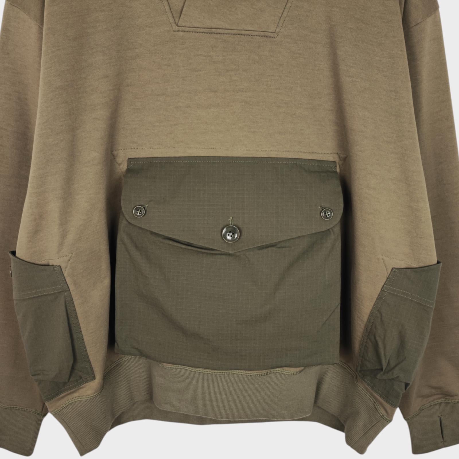 NORBIT BY HIROSHI NOZAWA Men's Olive Green Shawl Collar Sweat Hoodie