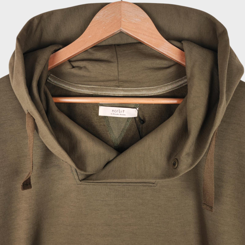 NORBIT BY HIROSHI NOZAWA Men's Olive Green Shawl Collar Sweat Hoodie