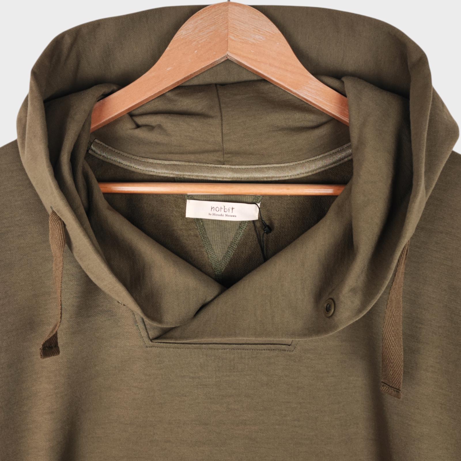 NORBIT BY HIROSHI NOZAWA Men's Olive Green Shawl Collar Sweat Hoodie