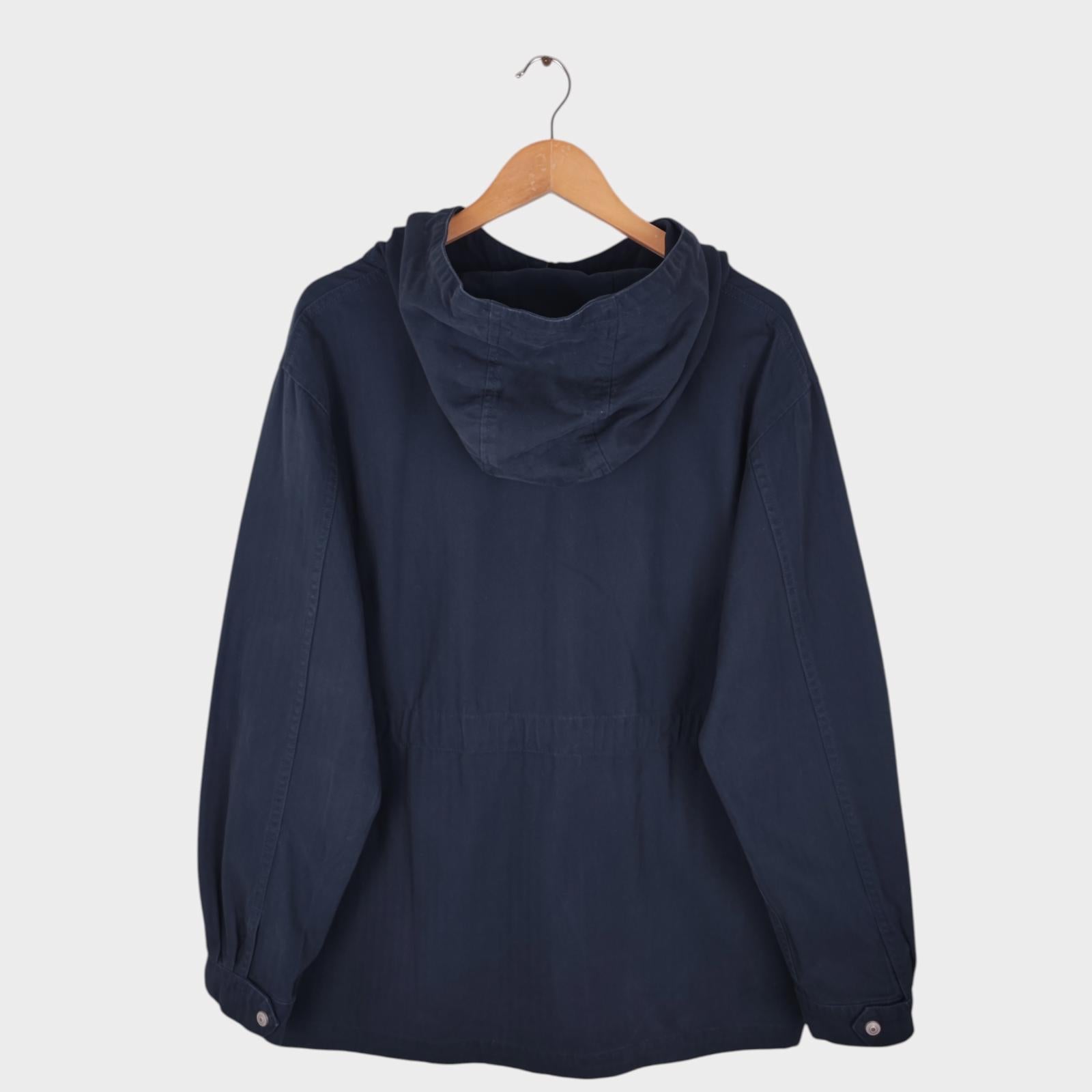 UNIFORM BRIDGE Men's Navy Blue Herringbone Cotton French Military Anorak Parka Smock Jacket