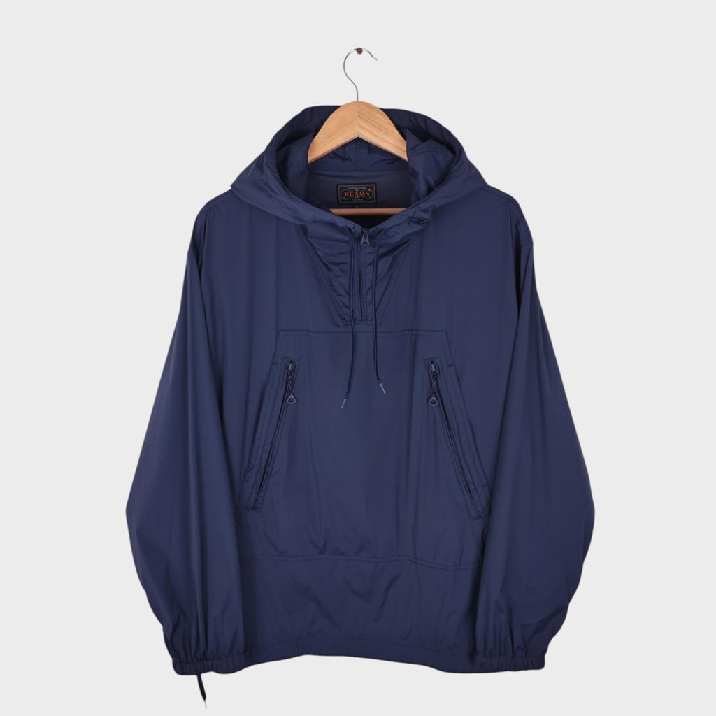 BEAMS PLUS Men's Navy Blue Oversized Fit Smock Anorak Parka Jacket