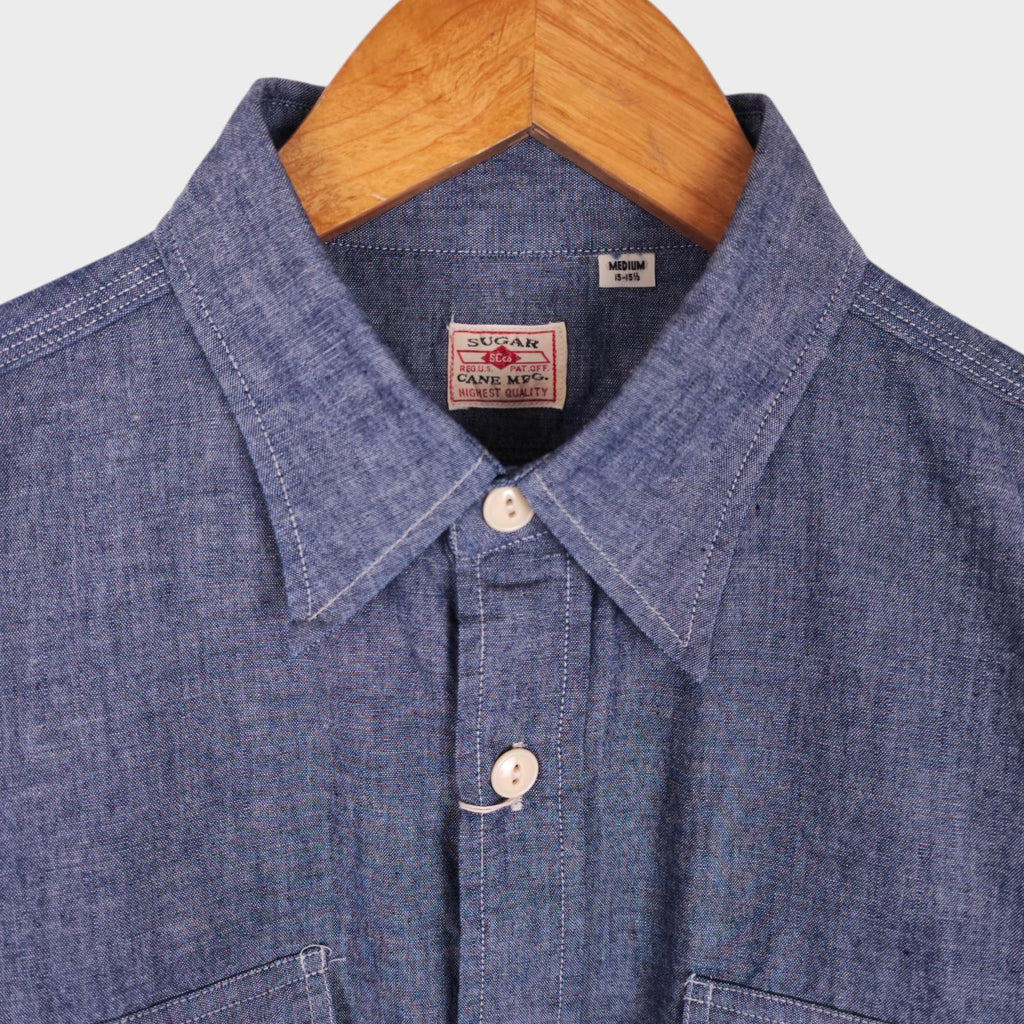 SUGAR CANE Men's Made in Japan Blue Chambray Work Shirt
