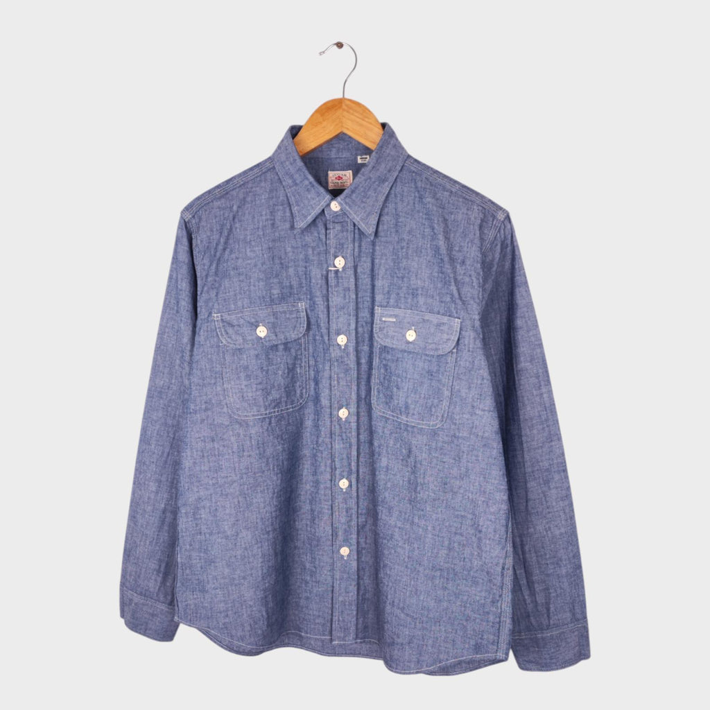 SUGAR CANE Men's Made in Japan Blue Chambray Work Shirt