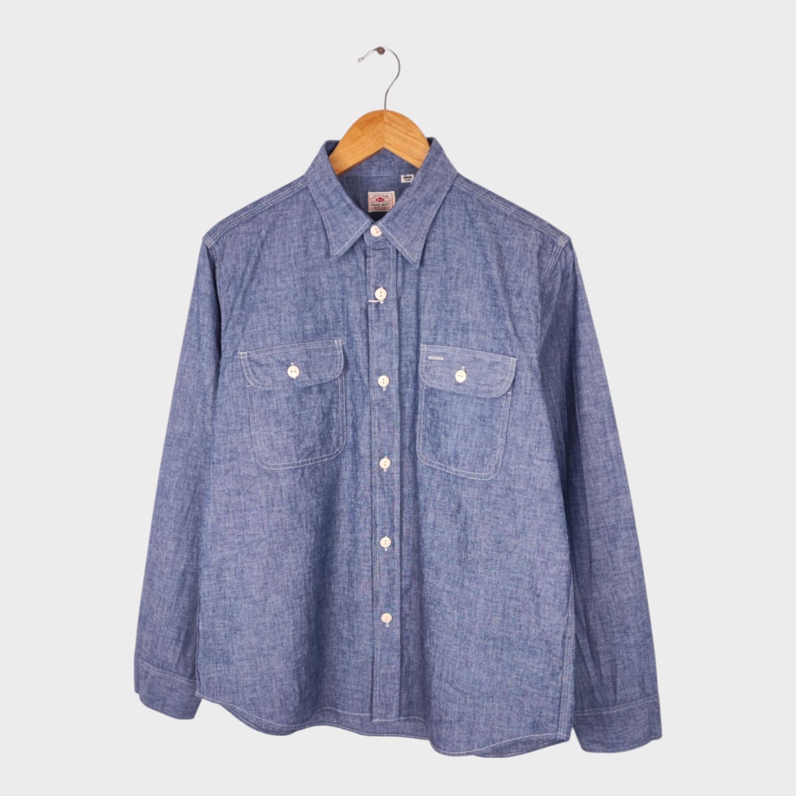 SUGAR CANE Men's Made in Japan Blue Chambray Work Shirt