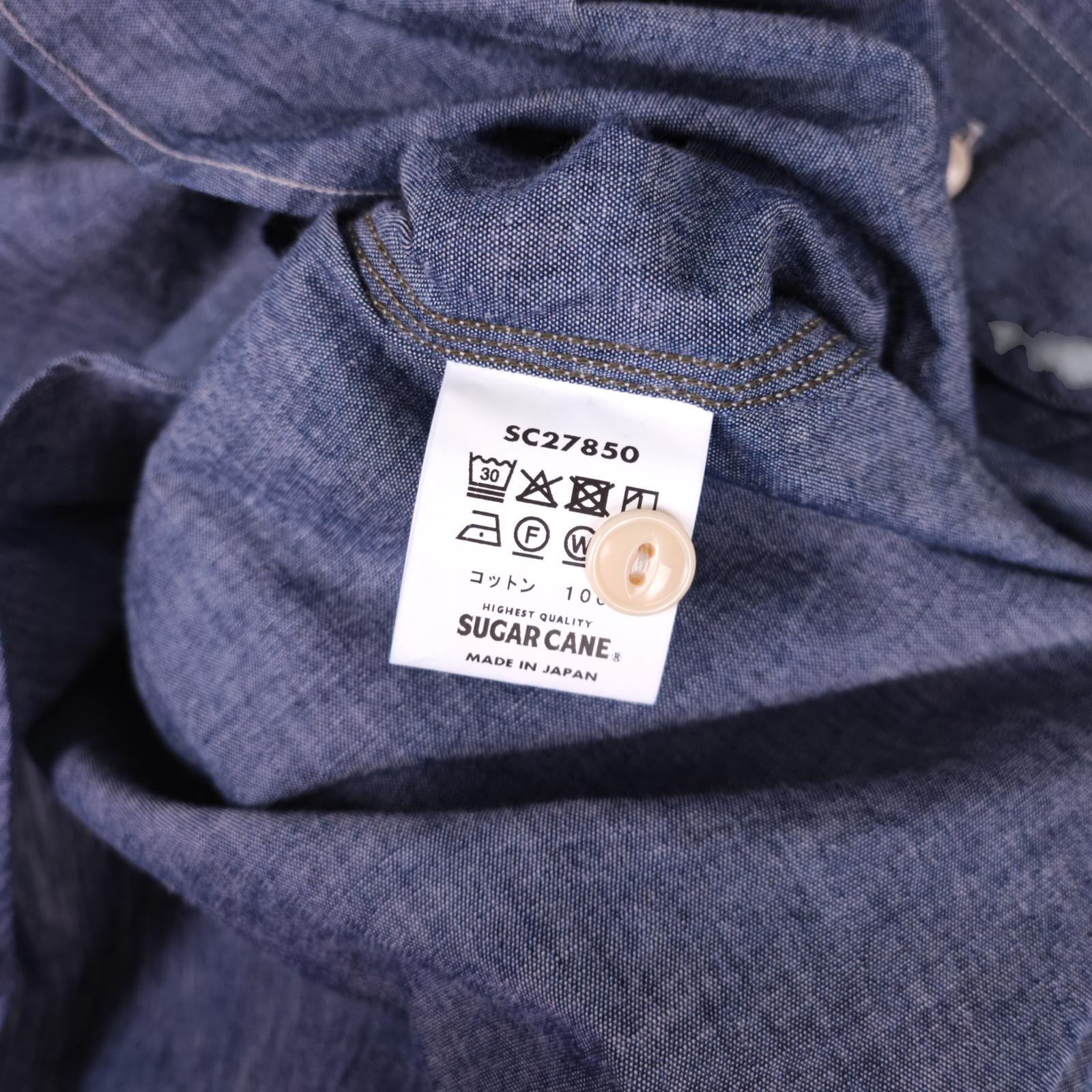 SUGAR CANE Men's Made in Japan Blue Chambray Work Shirt