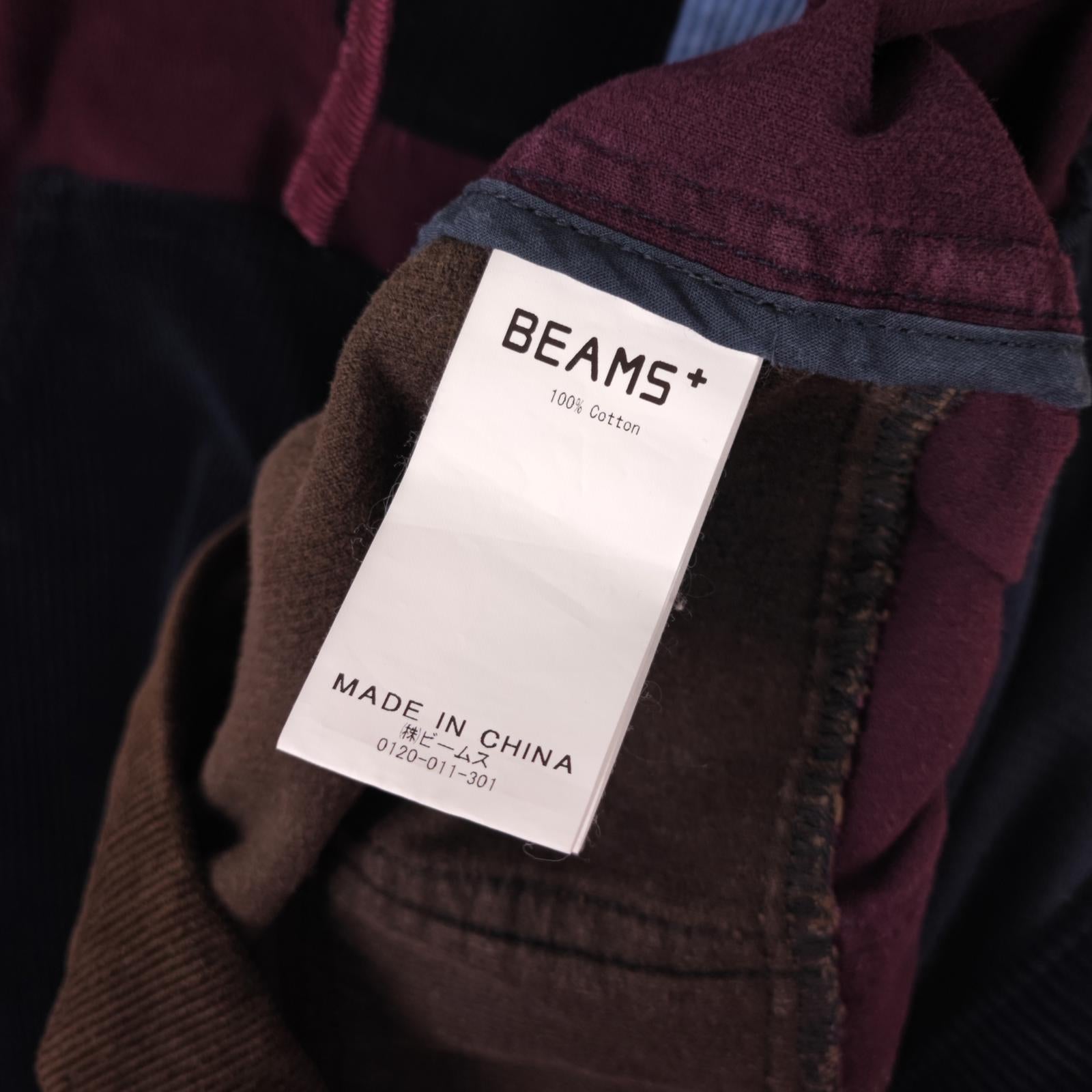 BEAMS PLUS Men's Multicoloured Military Corduroy Patchwork Smock