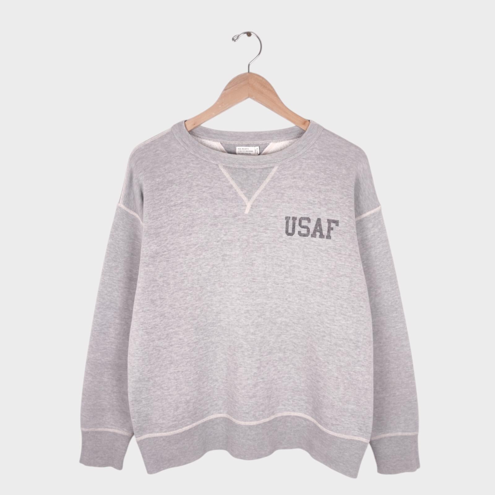 THE REAL MCCOY'S Men's Grey Made in Japan USAF Crewneck Sweatshirt