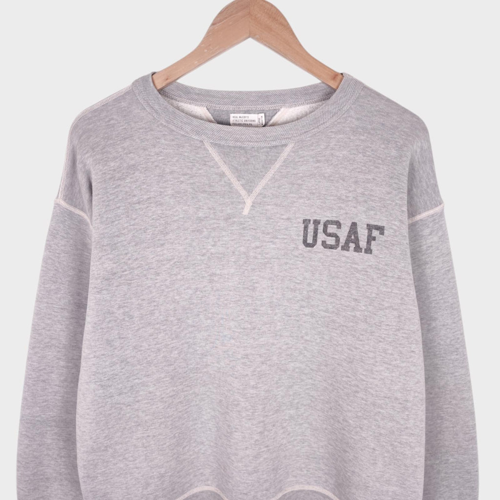 THE REAL MCCOY'S Men's Grey Made in Japan USAF Crewneck Sweatshirt