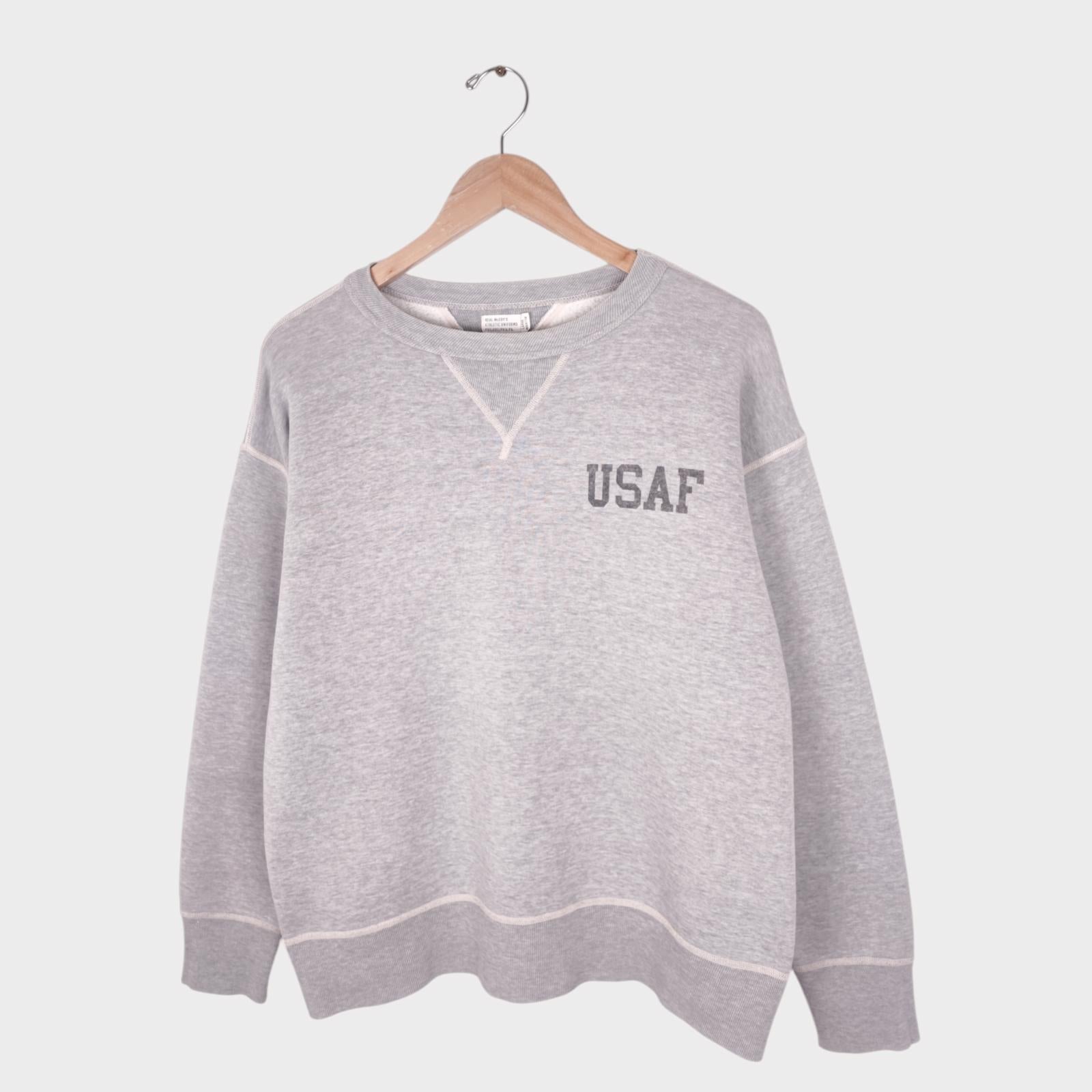 THE REAL MCCOY'S Men's Grey Made in Japan USAF Crewneck Sweatshirt