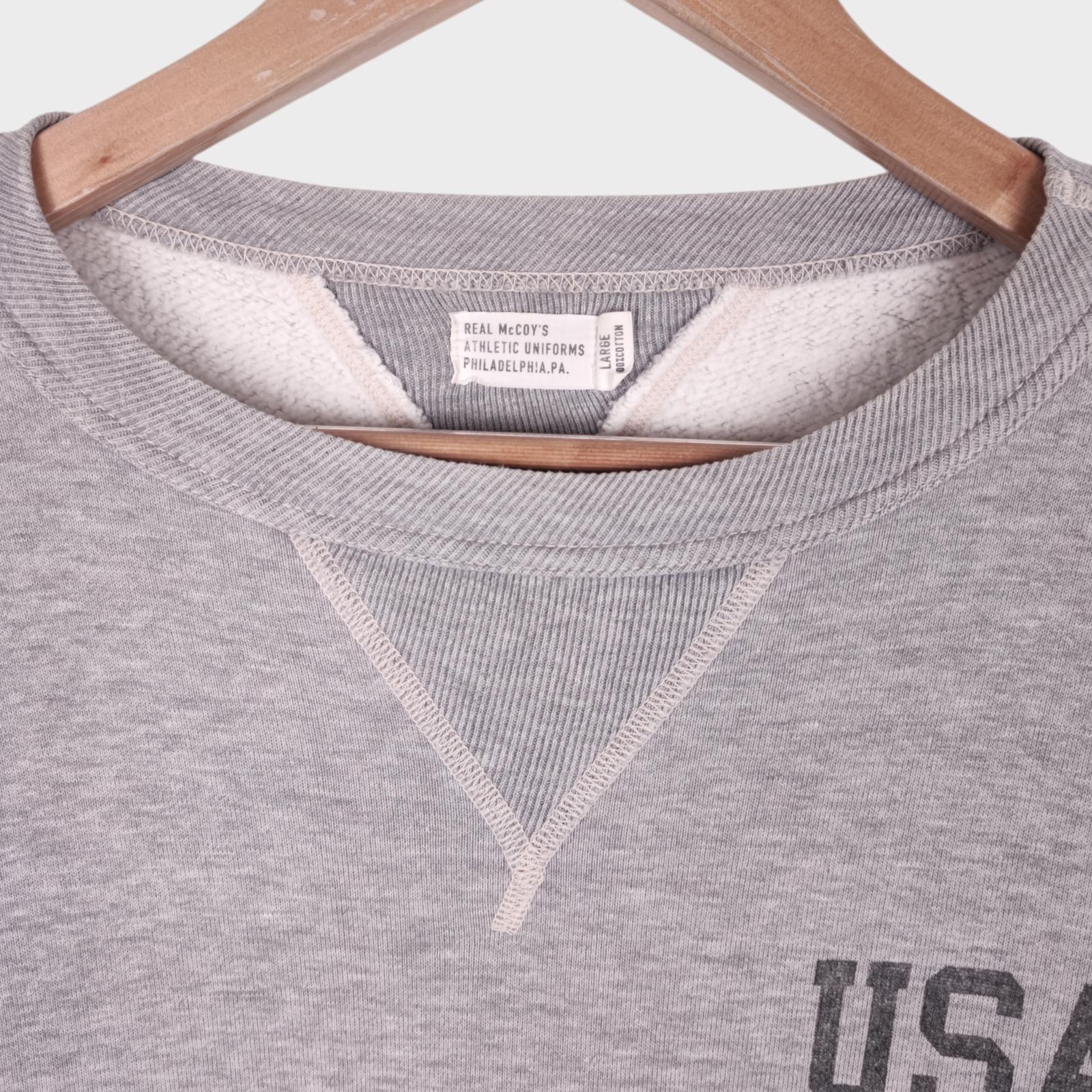 THE REAL MCCOY'S Men's Grey Made in Japan USAF Crewneck Sweatshirt