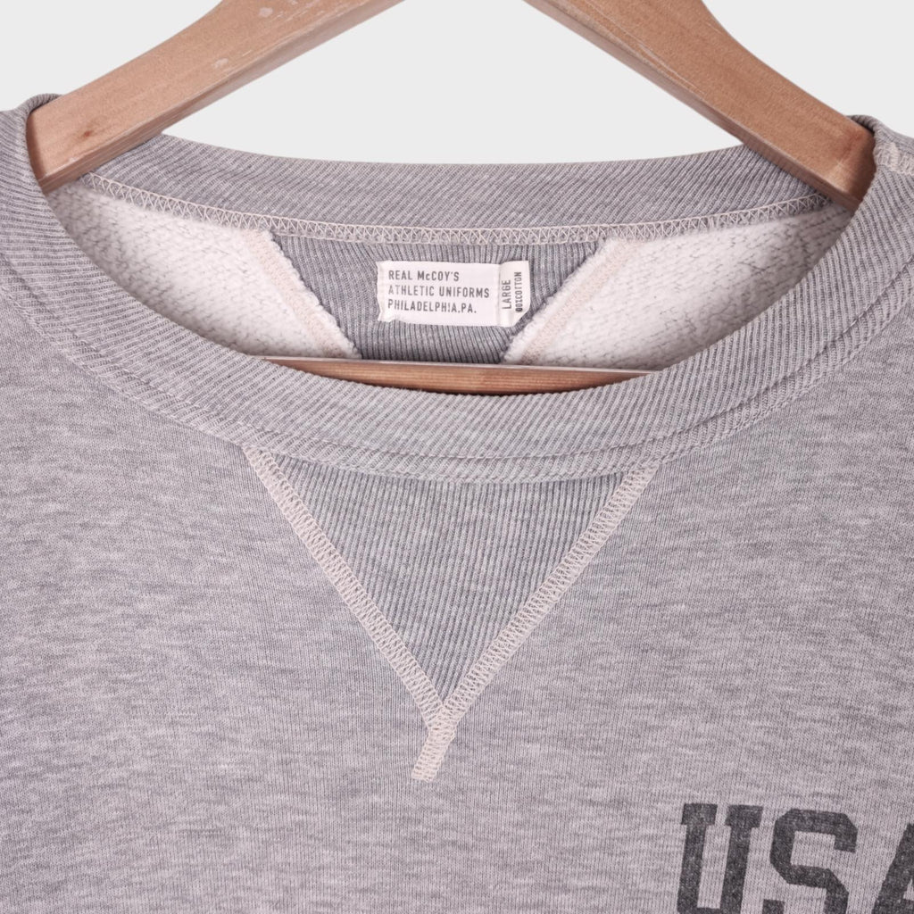 THE REAL MCCOY'S Men's Grey Made in Japan USAF Crewneck Sweatshirt