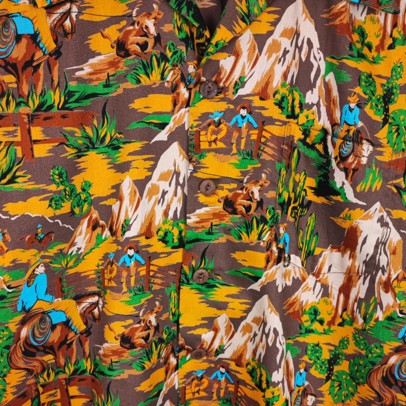 THE REAL MCCOY'S Men's Made in Japan Cowboy Print Hawaiian Vacation Shirt