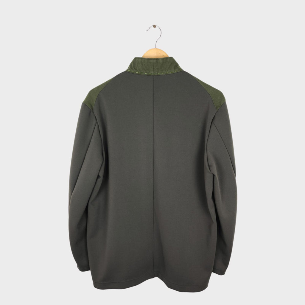 KUON Men's Green Made in Japan Sashiko Trim Kimono Jacket