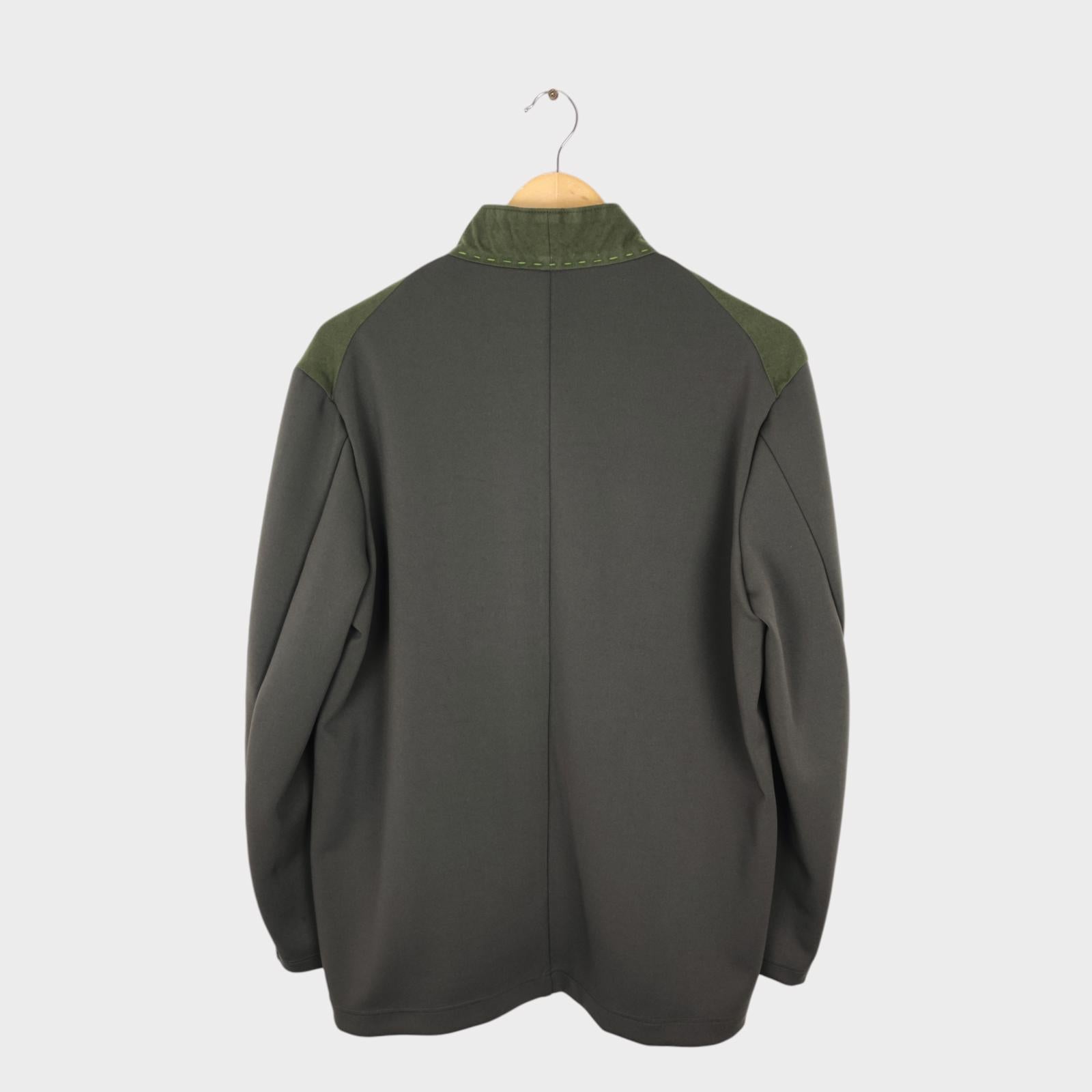 KUON Men's Green Made in Japan Sashiko Trim Kimono Jacket