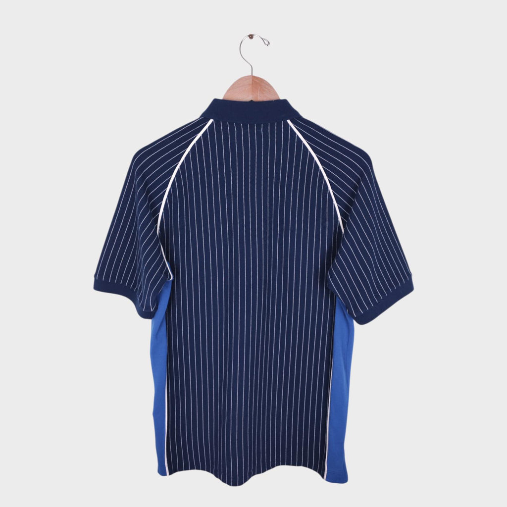 KENT & CURWEN Men's Navy Blue Striped Embroidered Patch Sports Polo Shirt