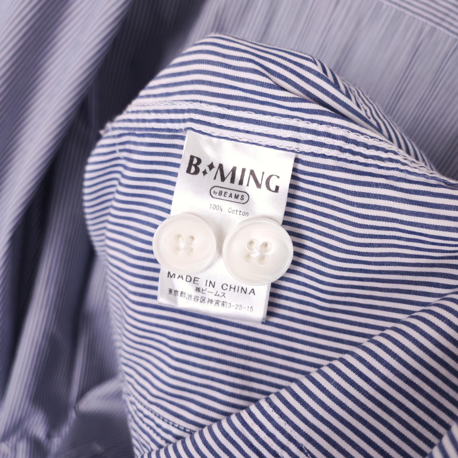 BEAMS B:MING Men's Striped Patchwork Chore Overshirt Jacket