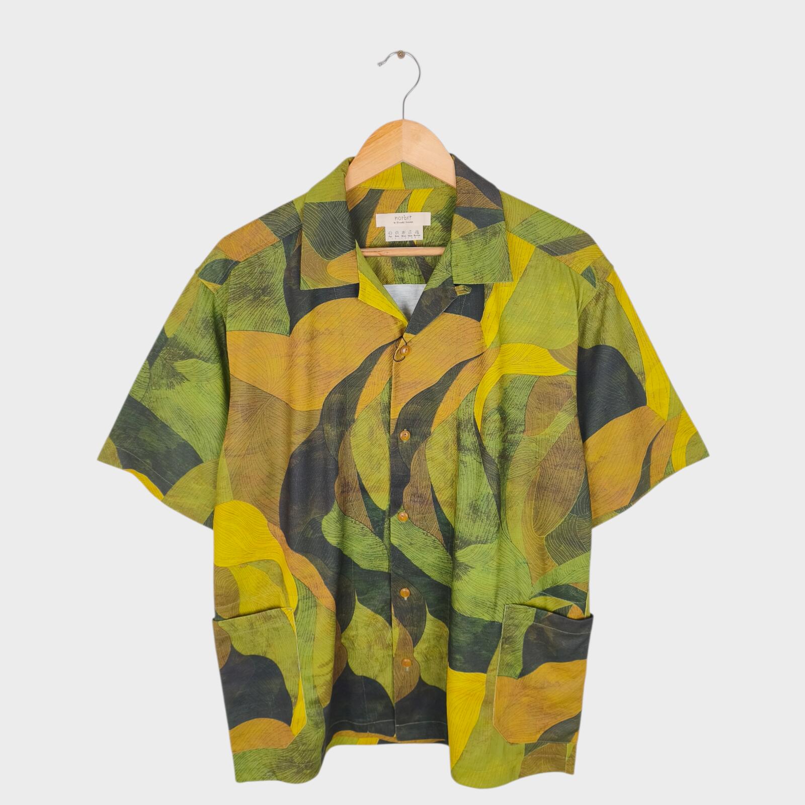 NORBIT BY HIROSHI NOZAWA Men's Green Leaf Camo Aloha Shirt