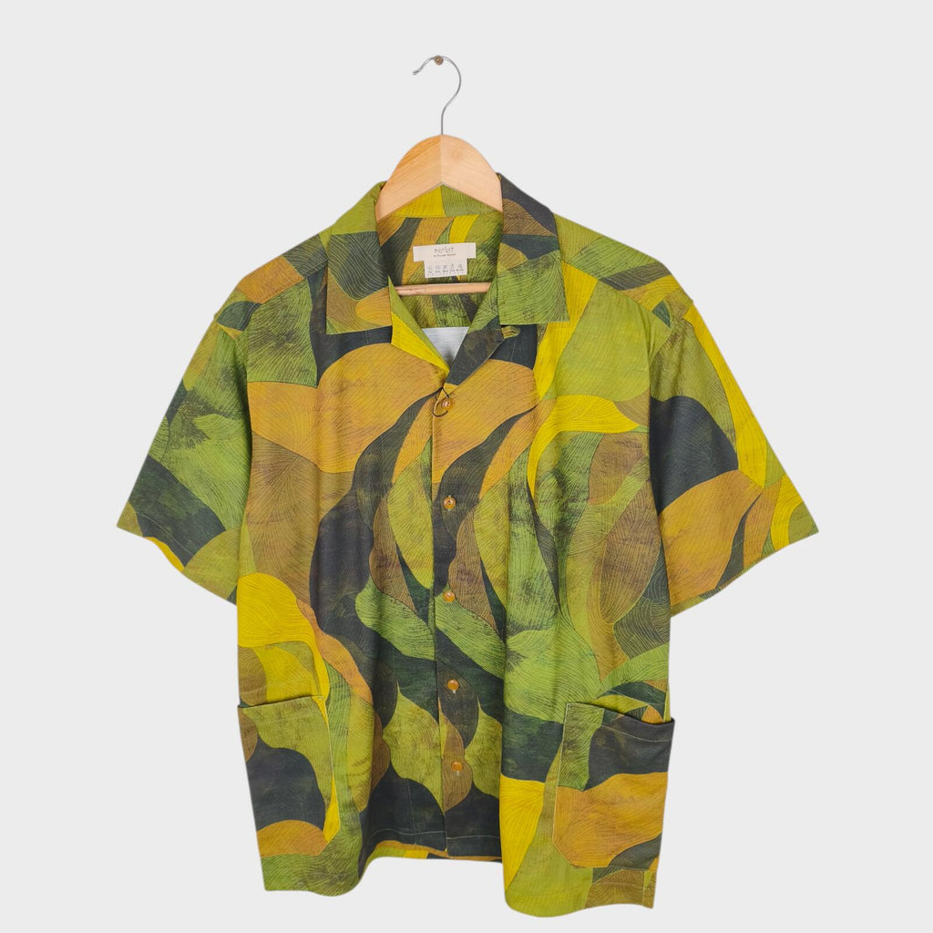 NORBIT BY HIROSHI NOZAWA Men's Green Leaf Camo Aloha Shirt