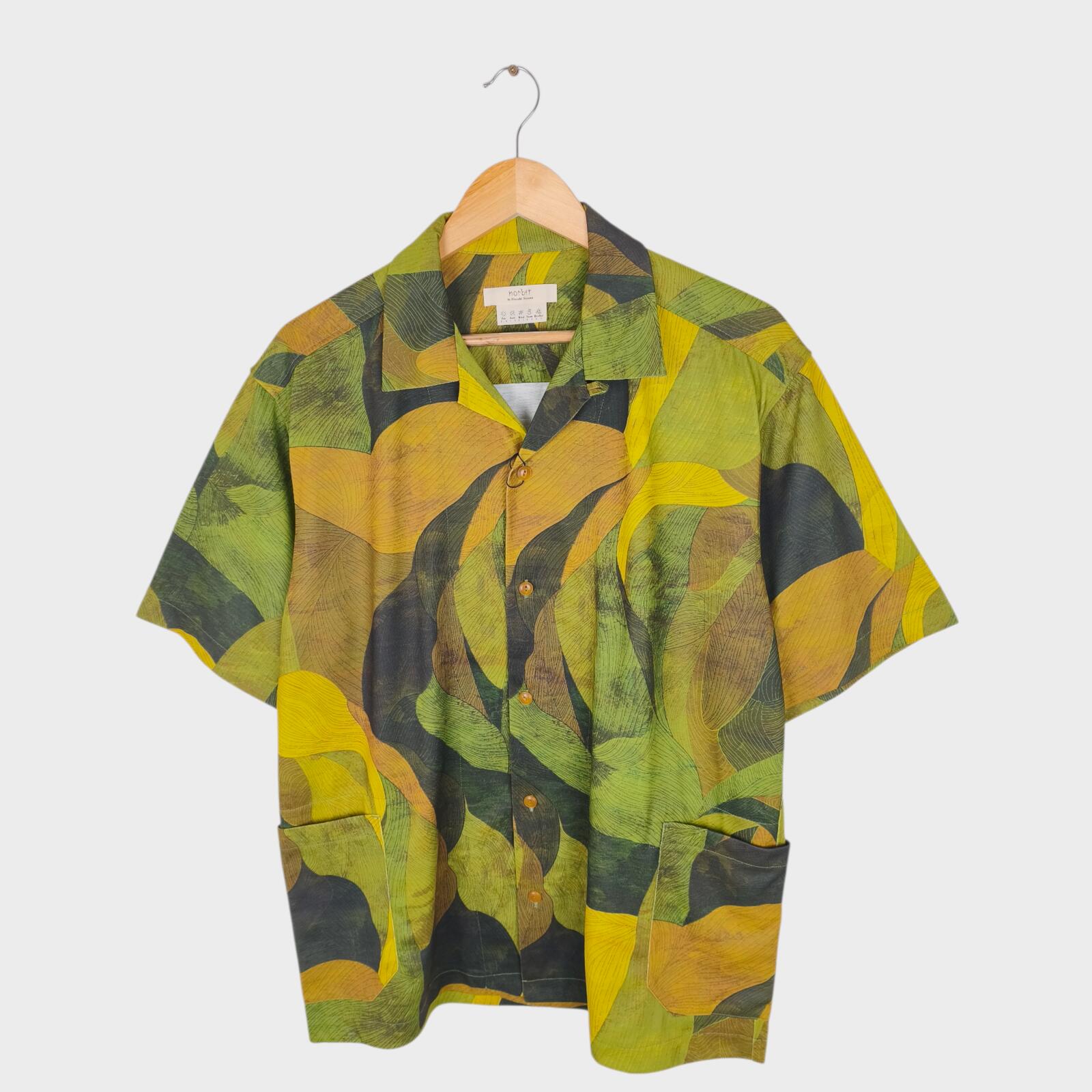 NORBIT BY HIROSHI NOZAWA Men's Green Leaf Camo Aloha Shirt