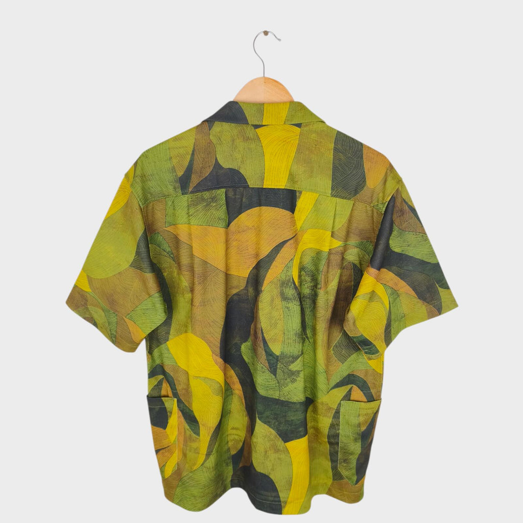 NORBIT BY HIROSHI NOZAWA Men's Green Leaf Camo Aloha Shirt