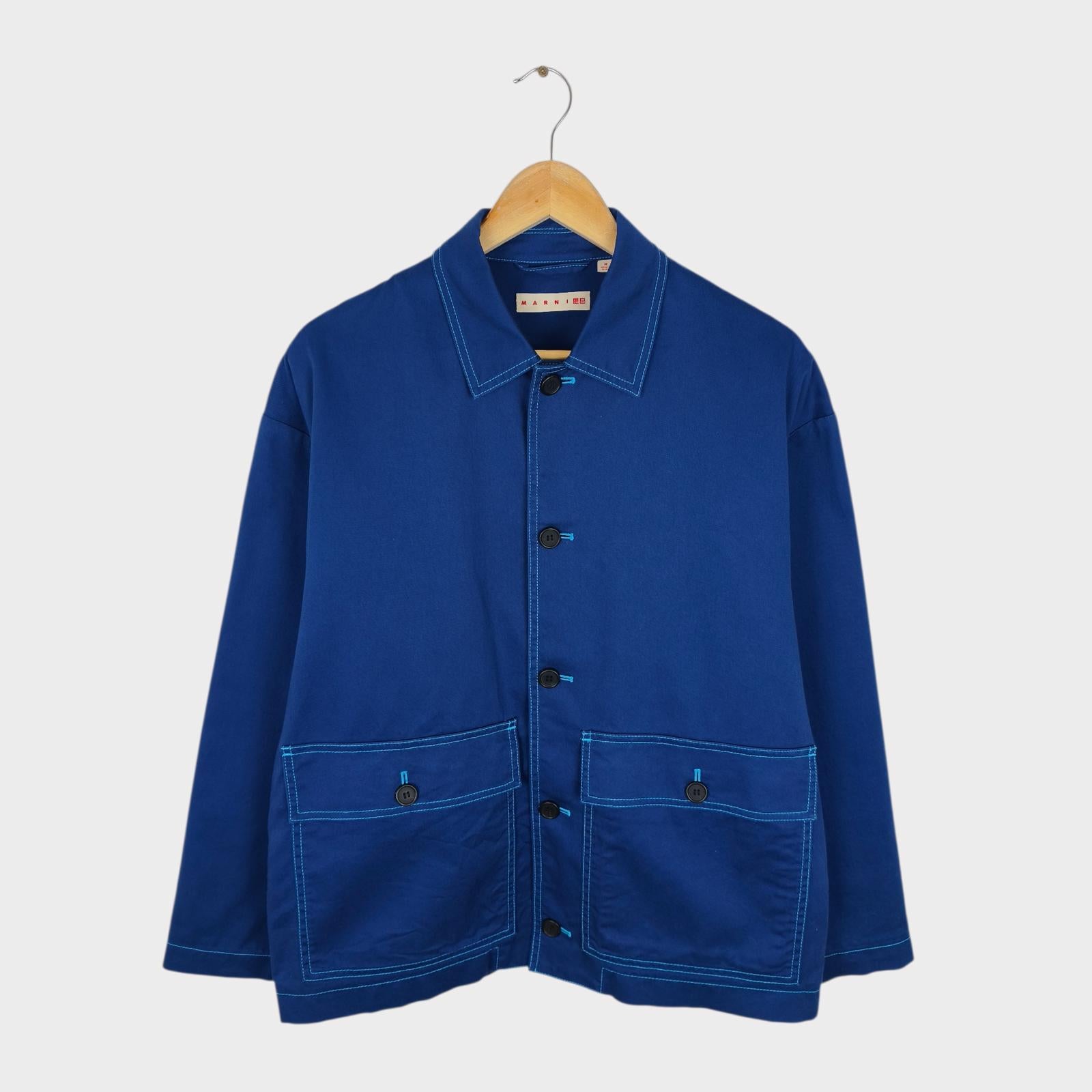 MARNI x UNIQLO Men's Blue Cotton Twill Utility Chore Jacket