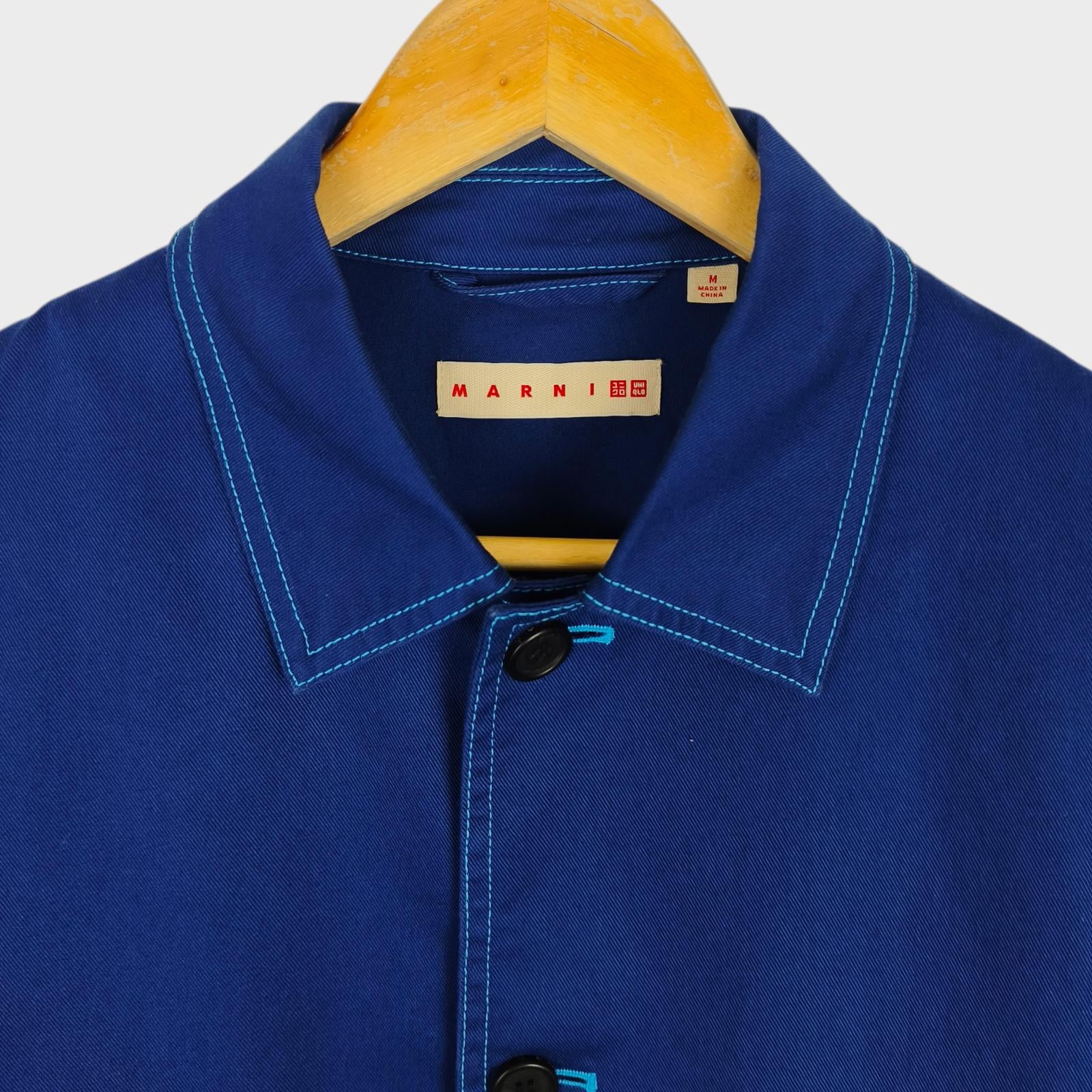 MARNI x UNIQLO Men's Blue Cotton Twill Utility Chore Jacket