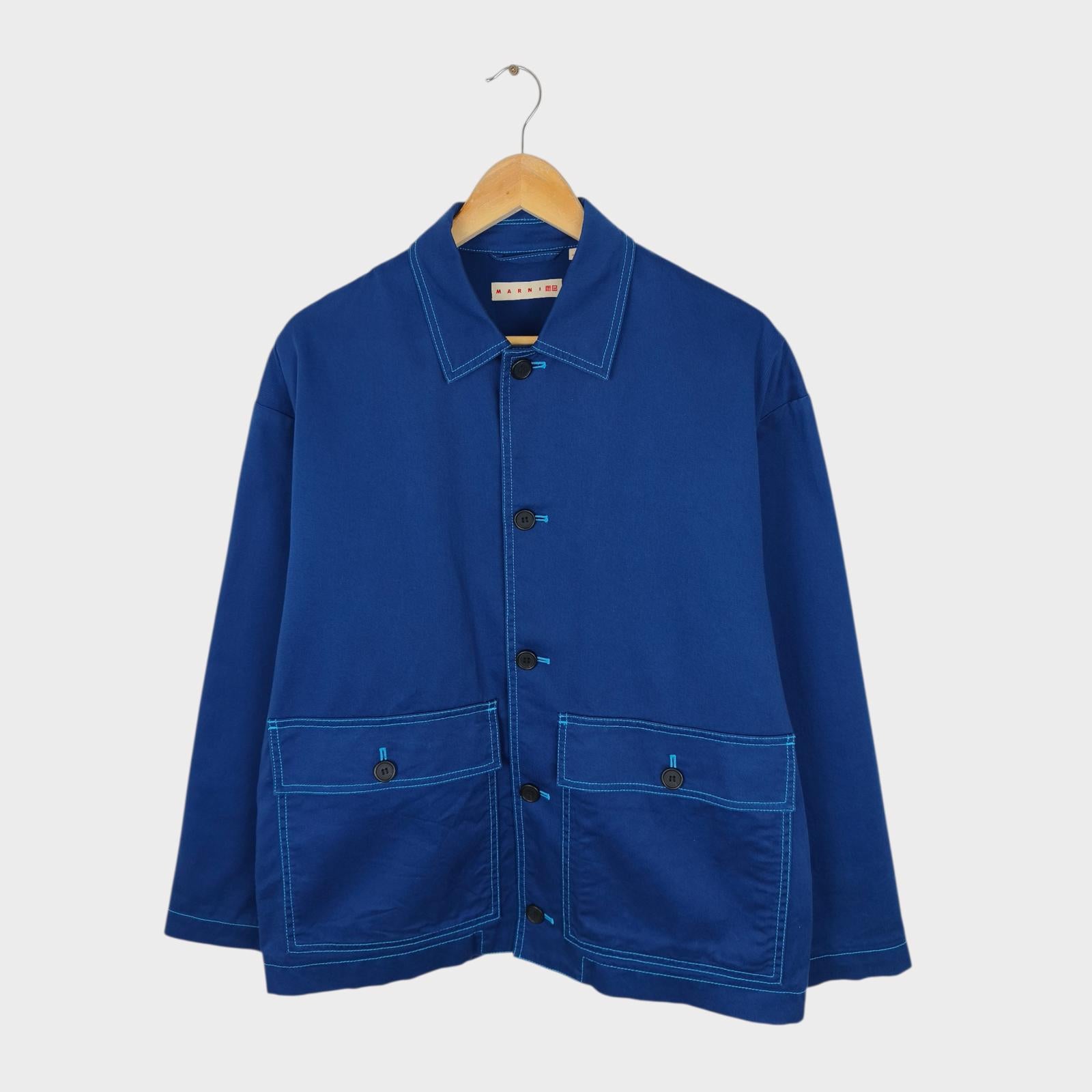MARNI x UNIQLO Men's Blue Cotton Twill Utility Chore Jacket